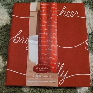 St. Nicholas Square Festive Red and White Shower Curtain